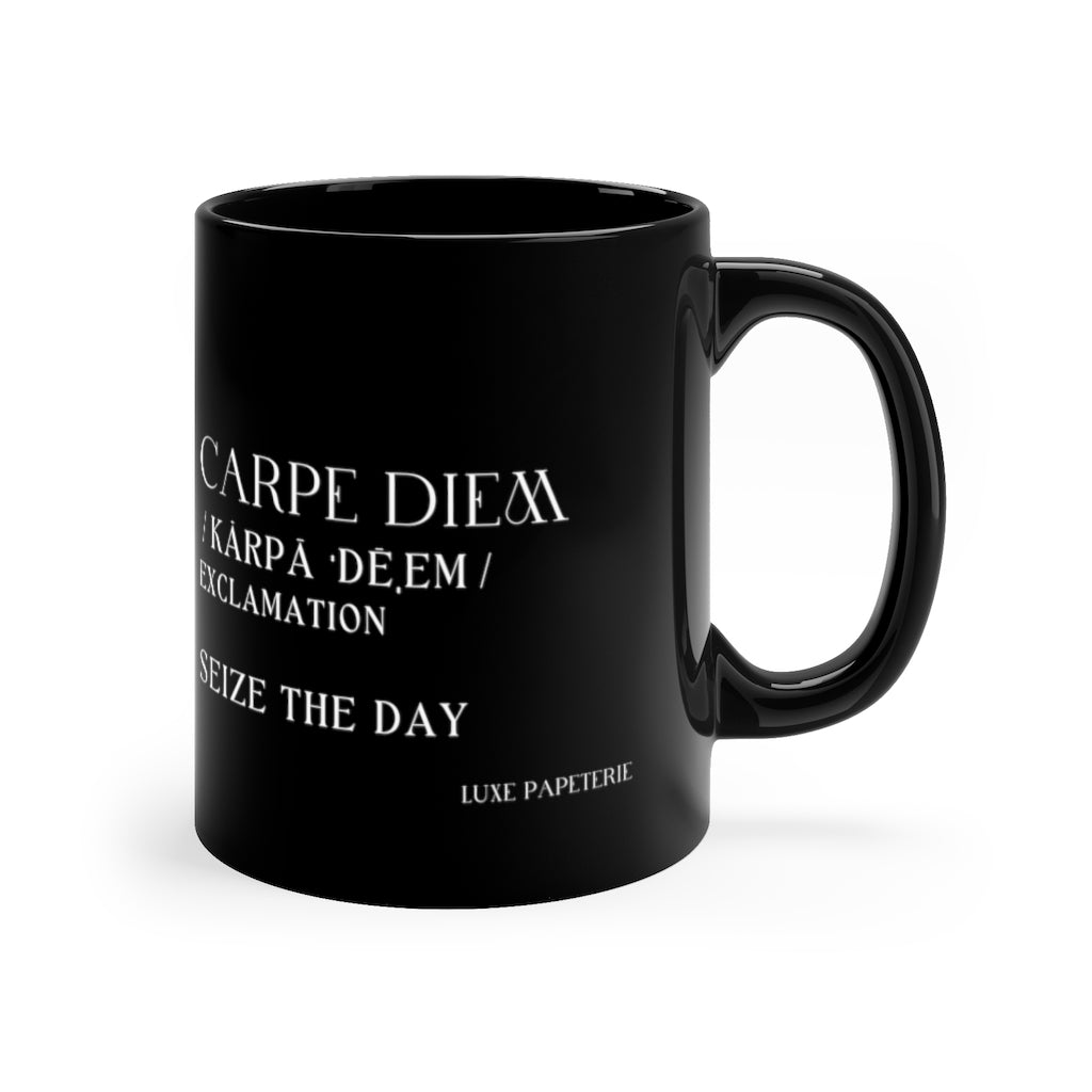CARPE DIEM / BLACK COFFEE MUG /