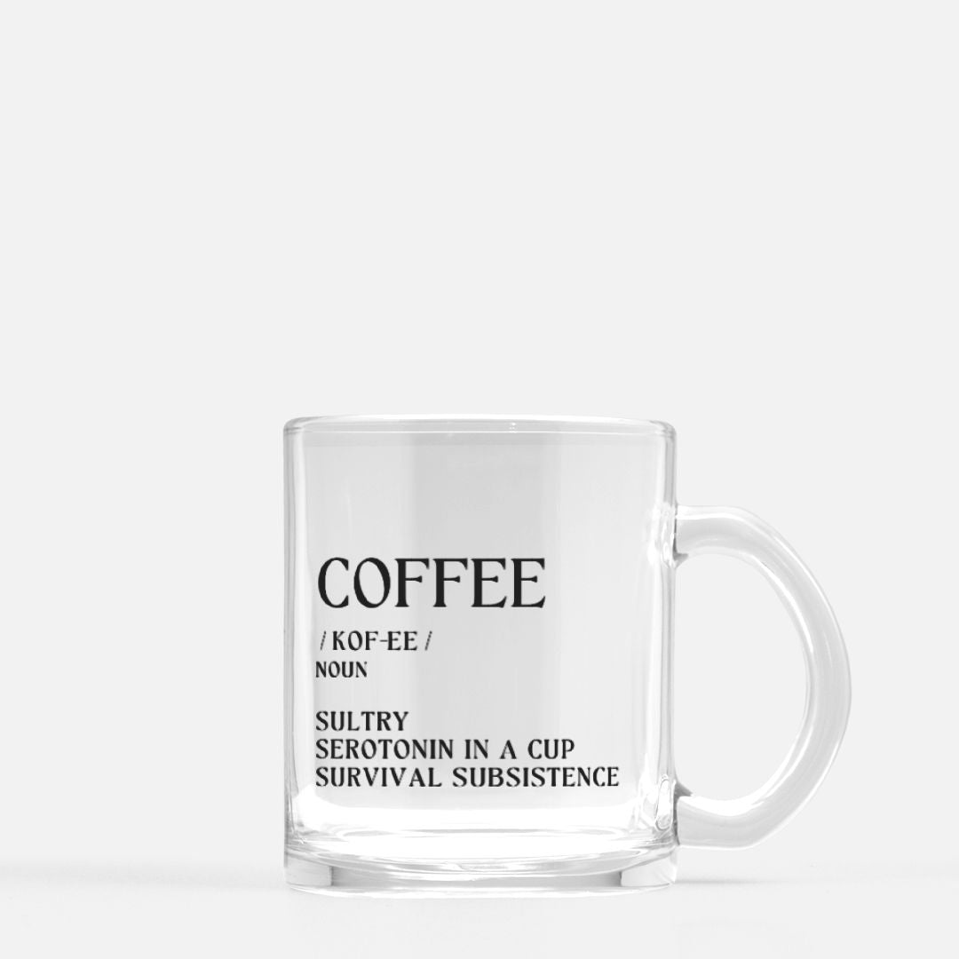 COFFEE DEFINITION COFFEE MUG - CLEAR COFFEE MUG - CLEAR MUG BLACK TEXT  COFFEE LOVER MUG - COFFEE CUP COLLECTOR