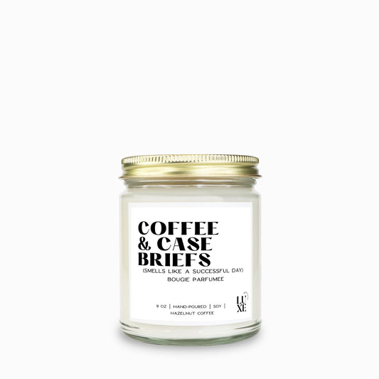 Coffee and Case Briefs Candle | Attorney Gifts | Law Student Gifts | Lawyer Candle