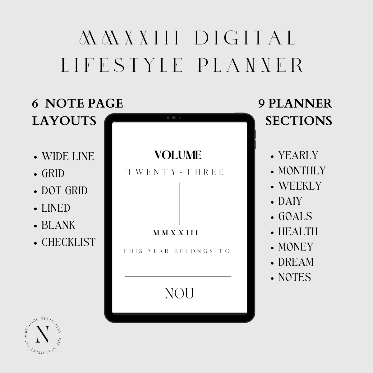 2023 Minimalist Digital Lifestyle Planner - Goodnotes 2023 planner - Noteability planner - 2023 ipad planner - 2023 Digital lifestyle planner - 2023 weekly planner - 2023 health tracker and planner 