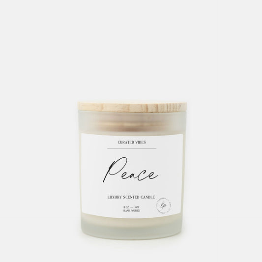 Peace- Frosted Glass Candle (Hand Poured 11 oz)